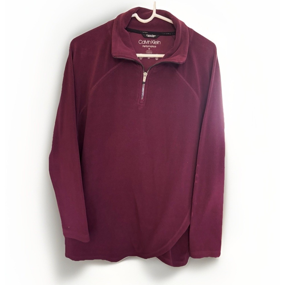 Calvin Klein Performance Womens Size 1 XL Fleece 1/4 Zip Logo Sleeve Pullover